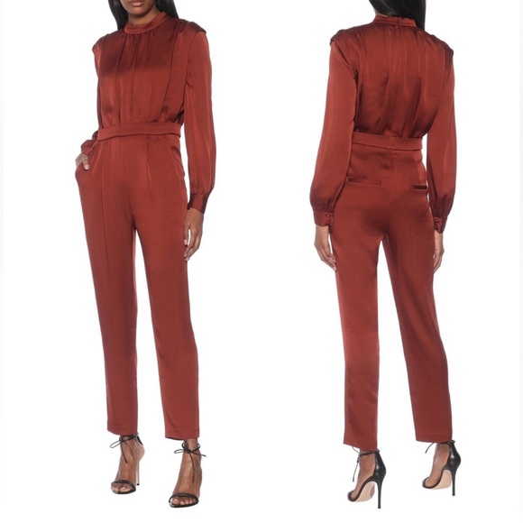 Veronica Beard Pants - Veronica Beard Kavia Satin Jumpsuit in Clay Size 2